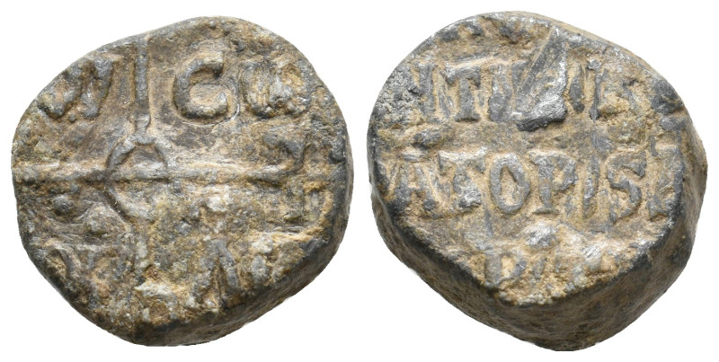 BYZANTINE LEAD SEAL.
15.29 Gr. 19.5 mm.