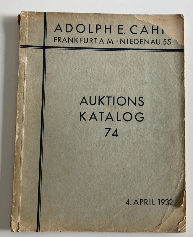 Cahn A. E. Auktions Katalog 74. Norddeutsche Sammlung 1. Teil Serien des Römish-...