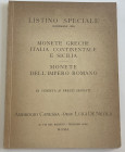 Canessa A. De Nicola L. Listino Speciale a prezzo fisso. Monete Greche. Italia Continentale e Sicilia. Monete dell' Impero Romano Roma Dicembre 1950. ...