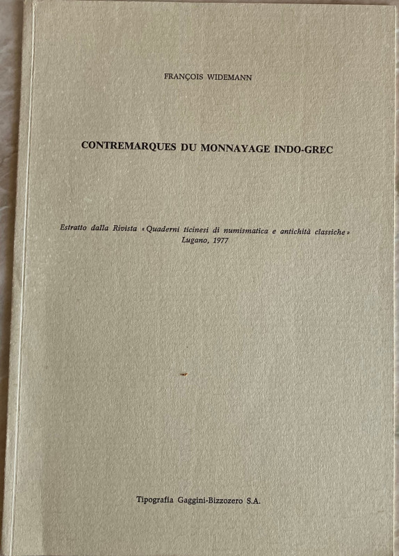 Widemann F. Contremarques du Monnayage Indo-Grec. Estratto dalla Rivista “ Quade...