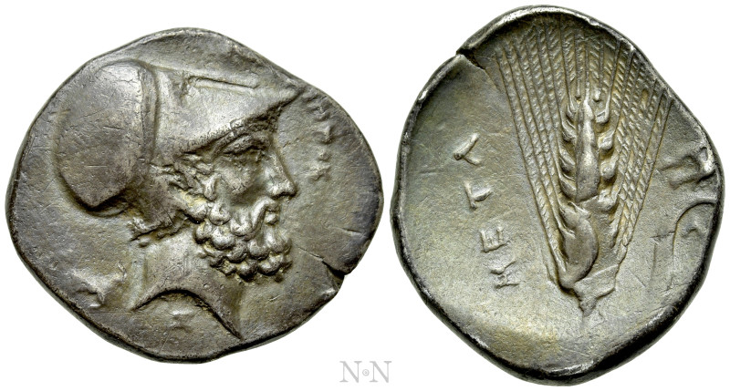 LUCANIA. Metapontion. Nomos - Stater (Circa 340-330 BC). 

Obv: ΛEYKIΠΠOΣ. 
H...