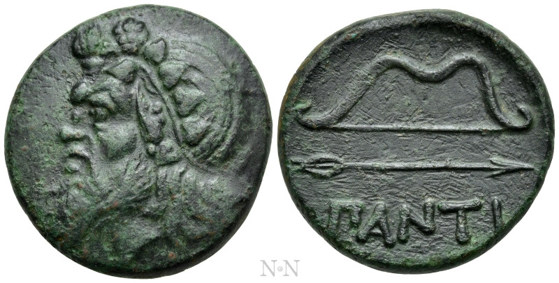 CIMMERIAN BOSPOROS. Pantikapaion. Ae (Circa 340-325 BC). 

Obv: Wreathed head ...