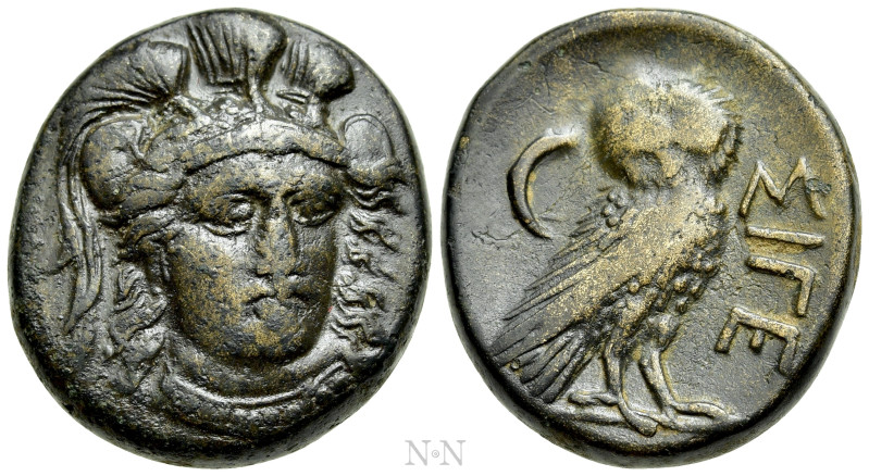 TROAS. Sigeion. Ae (355-334 BC).

Obv: Helmeted head of Athena facing slightly...