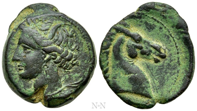 CARTHAGE. Ae (Circa 300-264 BC). Mint on Sardinia. 

Obv: Wreathed head of Tan...