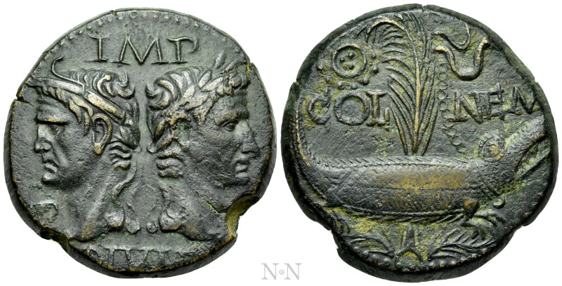 GAUL. Nemausus. Augustus, with Agrippa (27 BC-14 AD). Ae.

Obv: IMP / P - P / ...