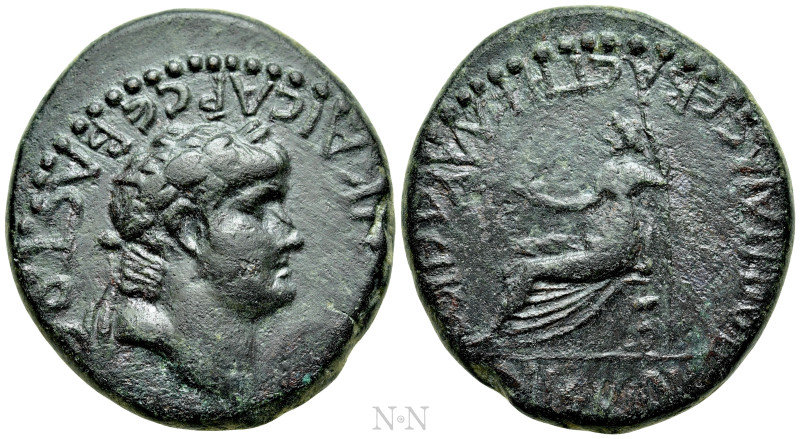 LYCAONIA. Iconium (as Claudiconium). Nero, with Poppaea (54-68). Ae. 

Obv: NЄ...