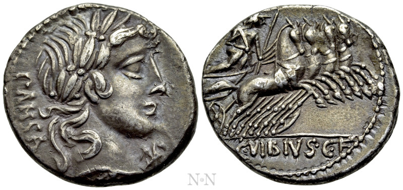 C. VIBIUS C.F. PANSA. Denarius (90 BC). Rome.

Obv: PANSA.
Laureate head of A...