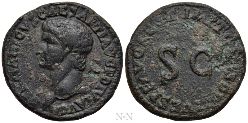 GERMANICUS (Died 19). As. Rome. Restitution issue struck under Titus (79-81). 
...