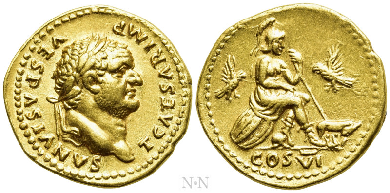 TITUS (Caesar, 69-79). GOLD Aureus. Rome. 

Obv: T CAESAR IMP VESPASIANVS. 
L...