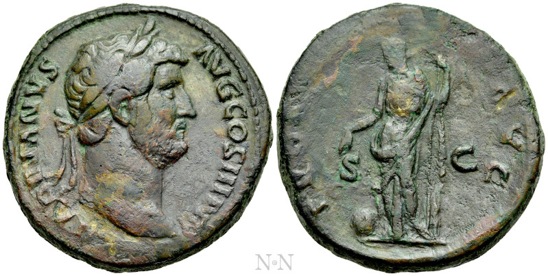 HADRIAN (117-138). Sestertius. Rome.

Obv: HADRIANVS AVG COS III P P.
Laureat...