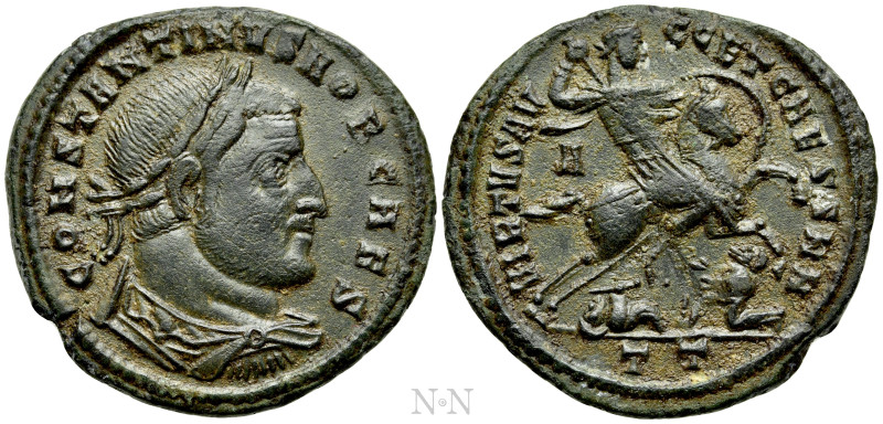 CONSTANTINE I (Caesar, 306-309). Follis. Ticinum. 

Obv: CONSTANTINVS NOB CAES...