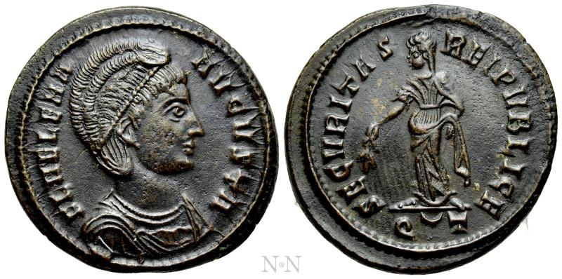 HELENA (Augusta, 324-329). Follis. Ticinum. 

Obv: FL HELENA AVGVSTA. 
Diadem...