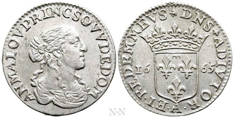 FRANCE. Dombes. Anna Maria Luisa d'Orléans (1627-1693). Luigino or 1/12 Écu (166...