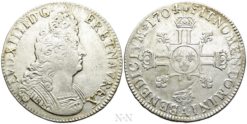 FRANCE. Louis XIV (1643-1715). 1 Écu (1704-A). Paris. 

Obv: LVD XIIII D G FR ...