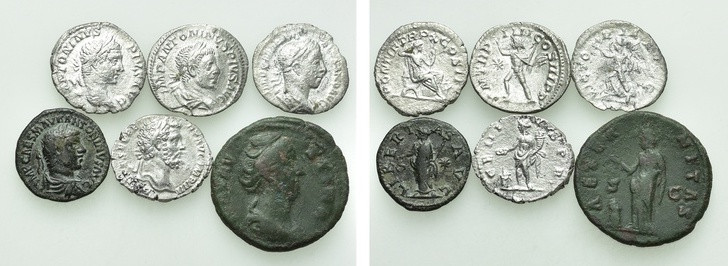 6 Roman Coins. 

Obv: .
Rev: .

. 

Condition: See picture.

Weight: g....