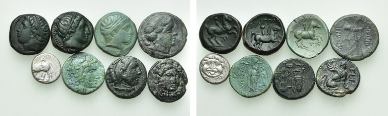 8 Greek Coins. 

Obv: .
Rev: .

. 

Condition: See picture.

Weight: g....