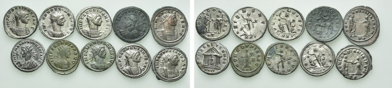 10 Roman Antoniniani. 

Obv: .
Rev: .

. 

Condition: See picture.

Wei...