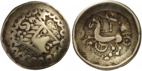 CELTIC COINS 
 CENTRAL EUROPE 
 Helvetii . Late 2nd - early 1st century BC. Scyphate stater (Elec­trum, 23mm, 7.12 g 9). Celticized laureate head of...