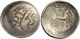 CELTIC COINS 
 CENTRAL EUROPE 
 Helvetii . Late 2nd - early 1st century BC. Scyphate stater (Elec­trum, 24mm, 6.82 g 9). Celticized head of Apollo w...