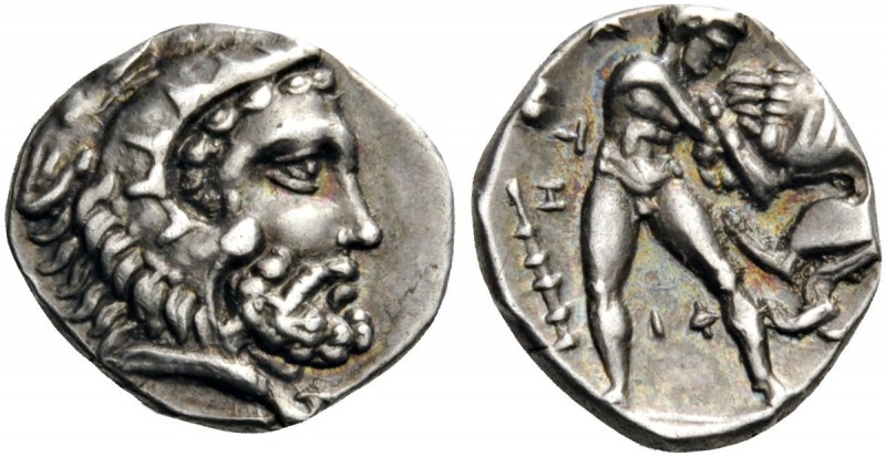 GREEK COINS 
 CALABRIA 
 Tarentum. Circa 325-280 BC. Diobol (Silver, 11mm, 1.2...