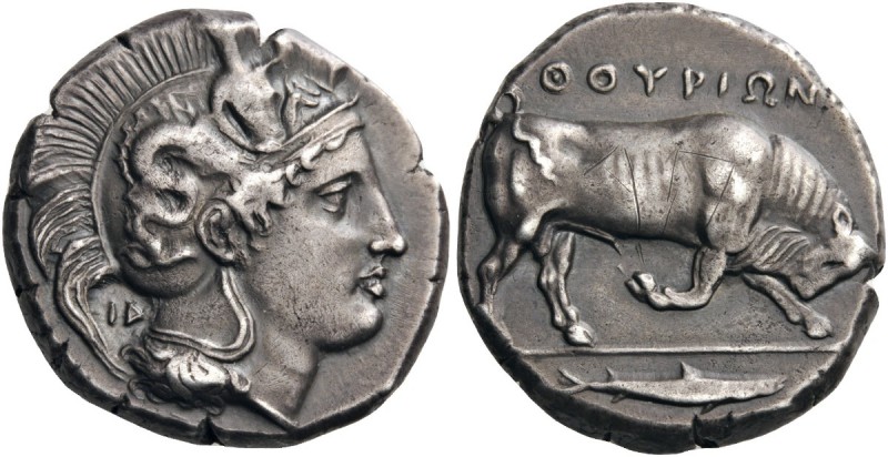 GREEK COINS 
 LUCANIA 
 Thourioi. Circa 400-350 BC. Distater (Silver, 25mm, 15...