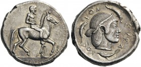 GREEK COINS 
 SICILY 
 Syracuse. Circa 470 BC. Didrachm (Silver, 20mm, 8.30 g 6). Nude and bearded horseman riding to right, leading a spare horse o...
