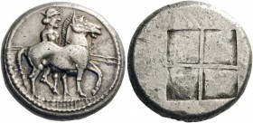 GREEK COINS 
 KINGS of MACEDON 
 Alexander I, 498-454 BC. Oktadrachm (Silver, 28mm, 27.53 g), c. 492-480/79 BC. Horseman walking right, wearing peta...