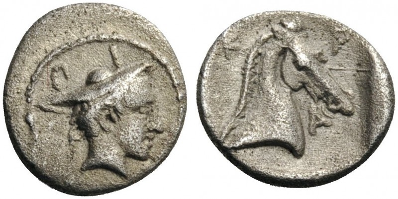 GREEK COINS 
 THESSALY 
 Krannon. Late 5th or early 4th century BC. Hemiobol (...
