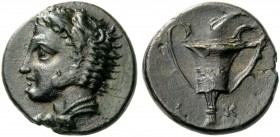 GREEK COINS 
 THESSALY 
 Skotussa. Circa 394-367 BC. Chalkous (Bronze, 12mm, 1.87 g 3). Head of youthful, beardless Herakles to left, wearing lion s...