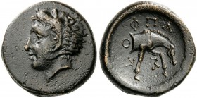 GREEK COINS 
 THESSALY 
 Skotussa. Dichalkon (Bronze, 14mm, 3.97 g 12). Head of youthful, beardless Herakles to left, wearing lion skin headdress. R...