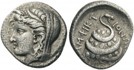 GREEK COINS 
 PHOKIS 
 Delphi. Amphictionic issues, circa 336-334 BC. Hemidrachm (Silver, 14mm, 2.94 g 1). Veiled head of Demeter to left, wearing w...