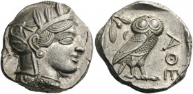 GREEK COINS 
 ATTICA 
 Athens. Circa 430s-420s BC. Tetradrachm (Silver, 23mm, 17.19 g 7). Head of Athena to right, wearing crested Attic helmet ador...