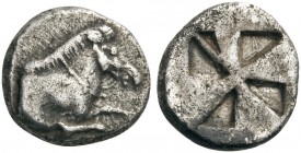 GREEK COINS 
 ARKADIA 
 Kleitor. Circa 460-440 BC. Obol (Silver, 9mm, 1.03 g). Forepart of bridled horse to right. Rev. Incuse of mill-sail pattern ...