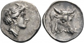 GREEK COINS 
 CRETE 
 Gortyna. Circa 300-280/70 BC. Drachm (Silver, 19mm, 5.68 g 6). Large head of Europa to right, wearing pendant earring and pear...