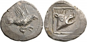 GREEK COINS 
 CRETE 
 Lyttos. Circa 320-270 BC. Stater (Silver, 25mm, 11.31 g 1). Eagle flying to right, with open wings and holding an object of pr...