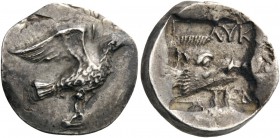GREEK COINS 
 CRETE 
 Lyttos. Circa 320-270 BC. Stater (Silver, 21mm, 11.47 g 10). Eagle, with spread wings, standing to right, preparing to fly. Re...