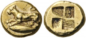 GREEK COINS 
 KINGS of PONTOS 
 Kyzikos. Circa 500-450 BC. Hekte (Electrum, 10mm, 2.69 g). Panther moving to left on tunny to left. Rev. Quadriparti...