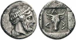 GREEK COINS 
 KINGS of PONTOS 
 Lamponeia. 4th century BC. Hemidrachm (Silver, 12mm, 1.85 g 12). Bearded head of Dionysos to right, probably wearing...