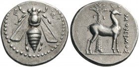 GREEK COINS 
 IONIA 
 Ephesos. Circa 202-150 BC. Drachm (Silver, 16mm, 4.15 g 12), Monimos. E - Φ Bee with straight open wings. Rev. ΜΟΝΙΜΟΣ Stag st...