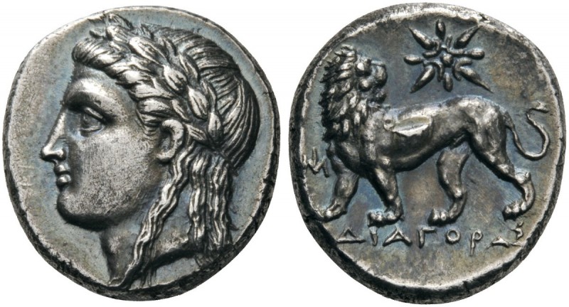GREEK COINS 
 IONIA 
 Miletos. Circa 340-325 BC. Drachm (Silver, 14mm, 3.61 g ...