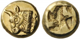 GREEK COINS 
 IONIA 
 Phokaia. Circa 625/0-522 BC. Hekte (Electrum, 9mm, 2.58 g). Head of a bull to left, with a dotted truncation; below neck, seal...