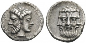 GREEK COINS 
 CILICIA 
 Uncertain (Tarsos?). Circa 400-380 BC. Obol (Silver, 9mm, 0.73 g 10). Janiform head: on the left, a bearded the male and, on...