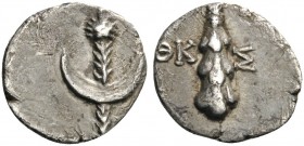 GREEK COINS 
 ASIA MINOR 
 Southeastern area, around Cilicia but not necessarily Cilician. Uncertain city . Obol (Silver, 10mm, 0.61 g 6), dated Sel...