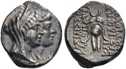 GREEK COINS 
 SELEUKID KINGS of SYRIA 
 Cleopatra Thea & Antiochos VIII, 126/5-121/0 BC. Hemidrachm (Silver, 14mm, 1.98 g 11), Ptolemais-Ake, 125-12...