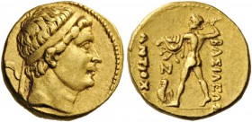 GREEK COINS 
 BAKTRIA 
 Greco-Baktrian Kingdom. Diodotos I, circa 255-235 BC. Stater (Gold, 16mm, 8.23 g 6), in the name of the Seleukid king Antioc...