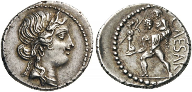 ROMAN AND BYZANTINE COINS 
 Julius Caesar, Denarius (Silver, 17mm, 3.78 g 7), m...