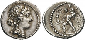 ROMAN AND BYZANTINE COINS 
 Julius Caesar, Denarius (Silver, 17mm, 3.78 g 7), military mint traveling with Caesar in North Africa, 47-46 BC. Diademed...