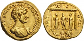 ROMAN AND BYZANTINE COINS 
 Hadrian, 117-138. Aureus (Gold, 18mm, 7.08 g 7), Rome, 119-122. IMP CAESAR TRAIAN HADRIANVS AVG Laureate and draped bust ...