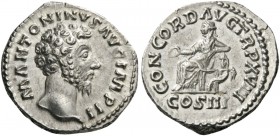ROMAN AND BYZANTINE COINS 
 Marcus Aurelius, 161-180. Denarius (Silver, 18mm, 3.46 g 6), Rome, December 163 - December 164. M ANTONINVS AVG IMP II Ba...