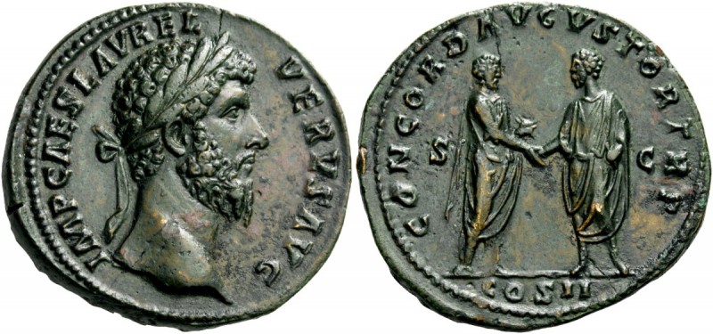ROMAN AND BYZANTINE COINS 
 Lucius Verus, 161-169. Sestertius (Orichalcum, 33.5...
